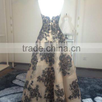(JBH2016-29) MARRY YOU White Black Lace Overlay Wedding Dress photo-2
