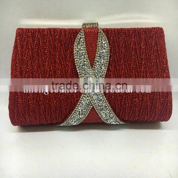 Hot Sale High Quality Stylish Rhinestone and Pleat PVC Party Bags