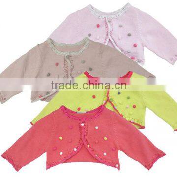 TYCH050 100%Cotton Baby hair bulb design cardigan