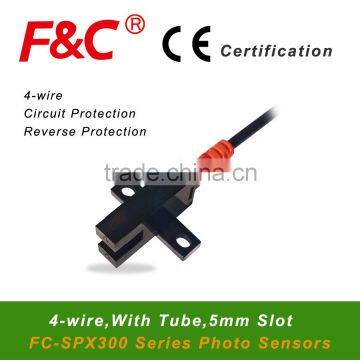 5mm Slot, 4-wire, 2m Cable,12~24VDC Fork Sensor, Can be Offer 5VDC Working Voltage, FC-SPX303 Series. photo-1