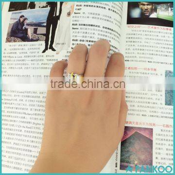 2016 New Design Gold-plated Sterling Silver CZ Finger Ring, Flower Fairy Wholesale Jewelry Women Open Ring
