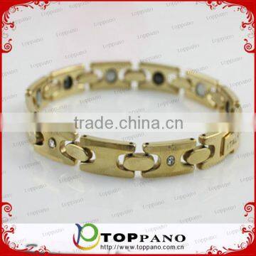 Most Popular Men's Germanium Bracelet Gold Plating Tungsten Magnetic Bracelet for Sport