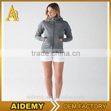 Wholesale womens hooed sweatshirt fitness workout hoodies zip up gym clothing