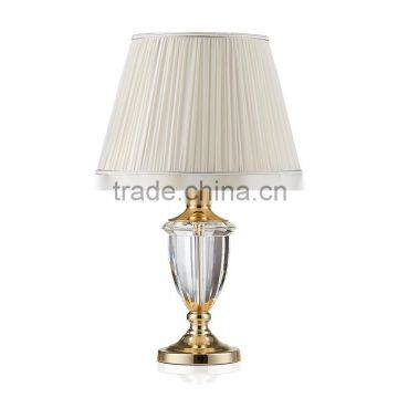Best selling decorative table lamp made in china crystal work table lamp with fabric shades
