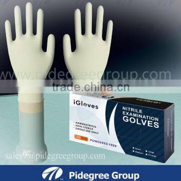 Powder free white nitrile gloves AQL4.0