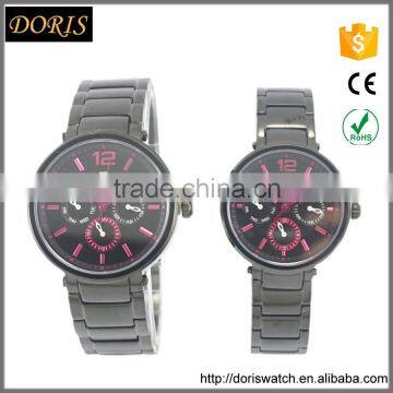 Wholesale 3ATM water resisant stainless steel watch quartz movt sapphire glass couple watch valentine gift