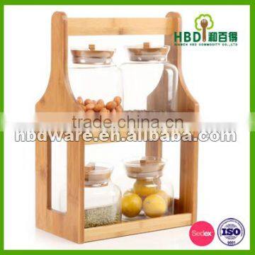 New design Glass Storage Canister with bamboo rack