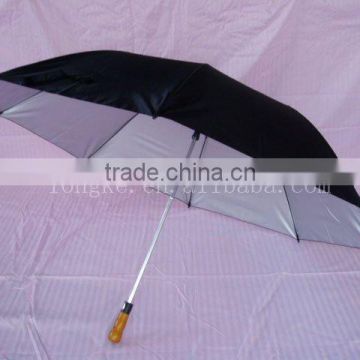 2 folding auto open umbrella double layer silver coated