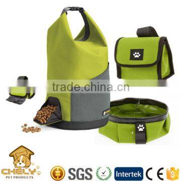 Portable Pet Bowl Nylon Dog Food Storage Bag With Waterproof Coating