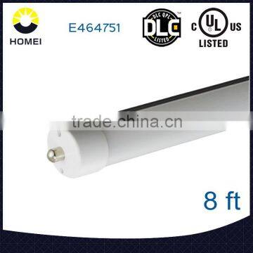 DLC UL cUL listed 8ft 36wLED T8 tube 240cm High Lumen energy saving single pin