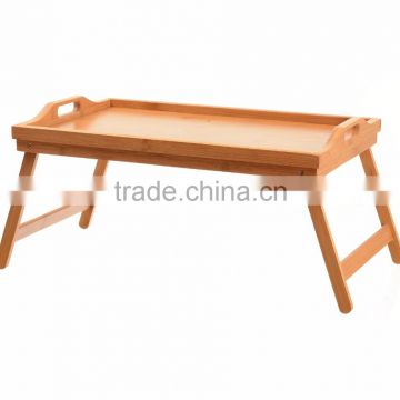 Hotel Easy Serving Dinner Foldable Bed Tray Table Breakfast Tray Bamboo Wood Bed Table