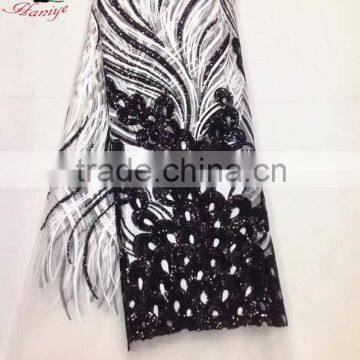 JLQ45 White Lace Embroidery Fabric Wholesale,african Tulle Lace Fabrics Voile Lace Embroidery Fabric With Sequins photo-3
