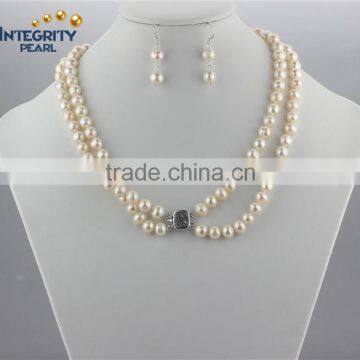 8mm A+ off round pearl set natural fresh water jewellery pearl set