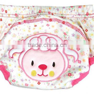 3 layer cute sheep design baby cloth nappy, baby diaper, reusable baby nappy, cartoon embroidered training baby cloth nappy,