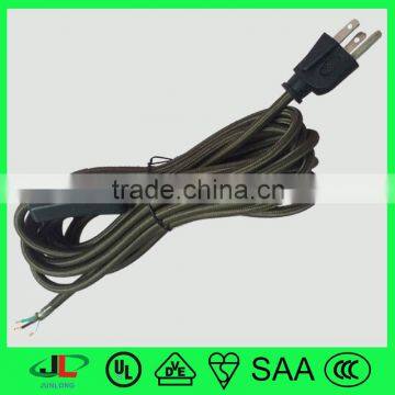 Textile 3 core cable wire, 220v power cord cable, plug cable and 303 switch