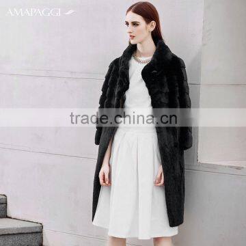 Factory sale long black natuarl mink fur women coat in China