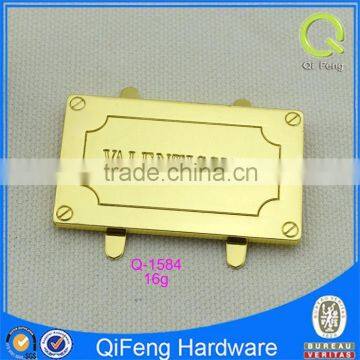 Q-1584 luggage hardware supply shiny gold metal label