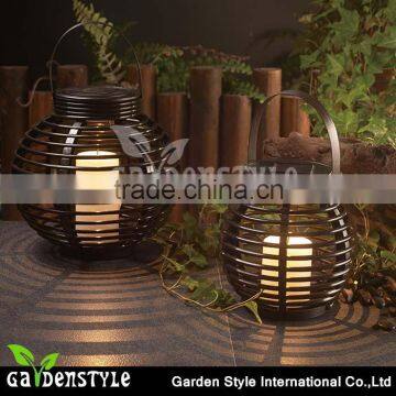 outdoor decoration rattan basket solar power lantern design fashion round led light