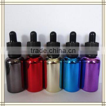 10ml electroplated glass e liquid bottle with glass dropper and childproof cap