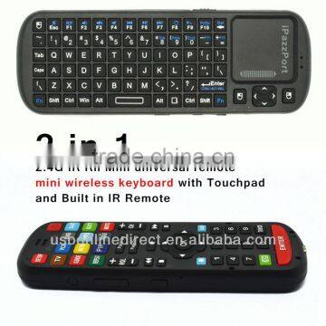 2 in 1 2.4G IR Rii Mini universal remote & mini wireless keyboard with Touchpad and Built in IR Remote