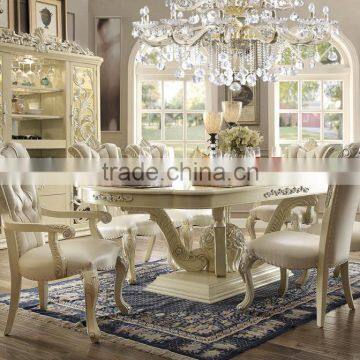 European Style Walnut Color Solid Wood Dining Room Table With Chairs And Display Cabinet, Royal Dining Room Furniture(MOQ=1 SET) photo-2