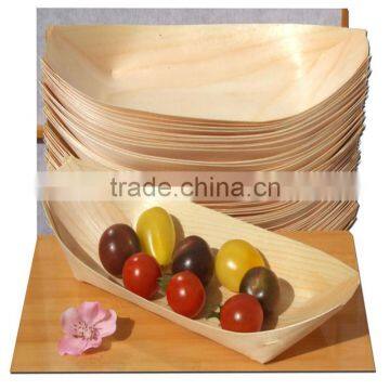Chinese Factory Preferential Disposable Pine Bark Food Boat Tray photo-4