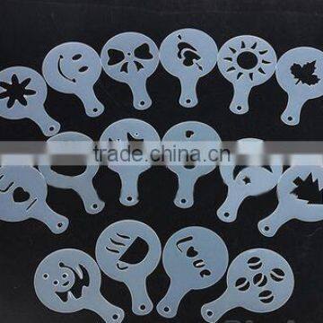 CY183 16Pcs/set Mold Coffee Milk Cake Cupcake Stencil Template Coffee Barista Cappuccino Template Strew Pad Duster Spray Tools photo-3