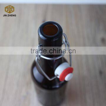 Hermetic Brown Color Glass Material Bottle , Glass Beverage Bottle With Clip Top photo-5