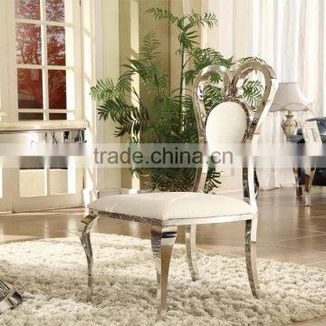 Heart Shape Silver Stainless Steel Legs White Wedding Chair photo-6