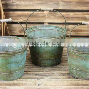 Metal hanging antique garden bucket