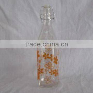 1000ml Color Printing Glass Juicer With Clip Top Rail