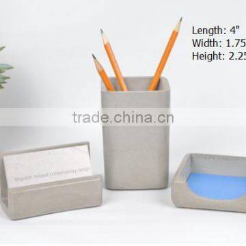 Office series Concrete Desk Set Pencil Holder , Business Card Holder