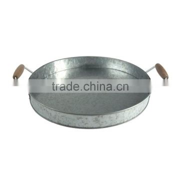 Round Galvanized Zinc Metal Serving Tray/ Party Tray