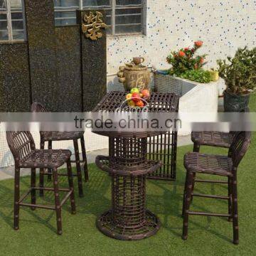 garden set outdoor Bali island bar furniture PE wicker high bar outdoor table & bar stool with waterproof cushion