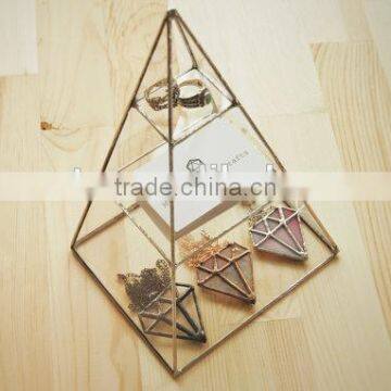 Geometric Stained Glass Display Pyramid Jewelry Box