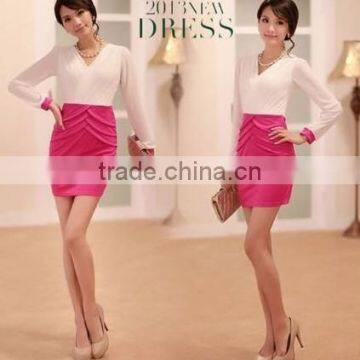 OEM New Fashion Lady's Sexy Chiffon Long Sleeve Mini Party Dress