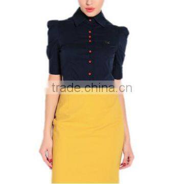2016 Ladies Short Sleeve Office Uniform Blouse Body Shirt Clothes photo-3