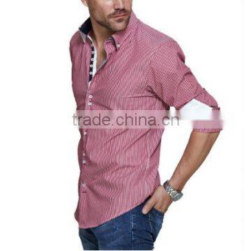 2016 Four Breasted Men's Shirt Long Sleeve Striped Shirt