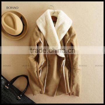 New Fashion European style faux suede coat short loose lambs wool warm coat