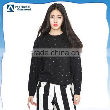 Sequin fabric Round neck custom wholesale bulk hoodies and 100 cotton plain sweatshirts wholesale women without hood