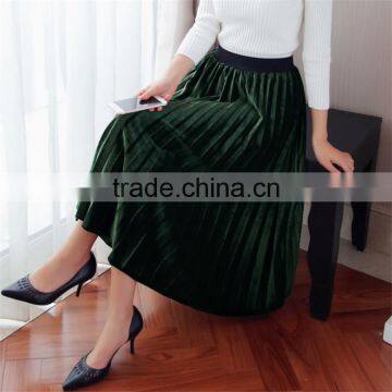2017 Latest Popular Women's Clothing Velvet Tall Waist Long Skirts for Ladies photo-3