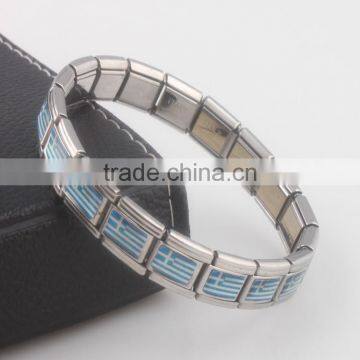 Greece country flag stretch bracelet Greece flag charms link bangle Diy Greece flag bracelet