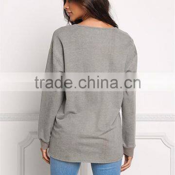 MGOO 2017 Manufacturer Custom Made Your Own Tags Clothes Grey Terry Cotton Polyester Olive Brushed Terry Tunic Tops photo-6