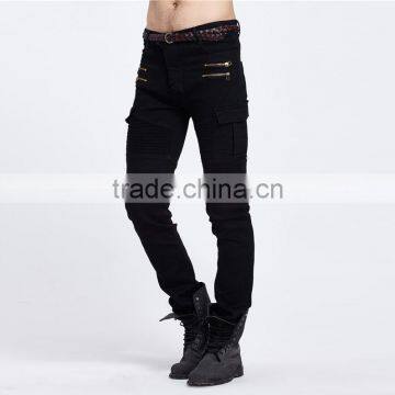 2016 Hot Brand Men's Fashion Men's Jeans Brand Cyclists Hole Zipper Jeans Personality Male Personality Beggar Pants photo-2