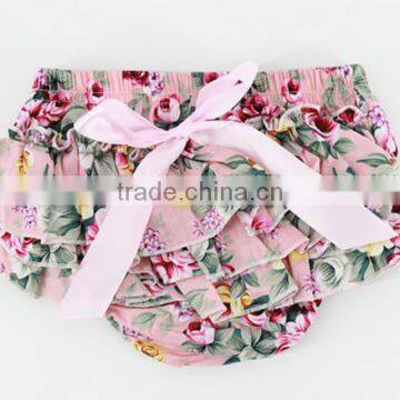 Soft Cotton Pink Flower Infant Baby Vintage Diaper Bloomer Matching Headband photo-2