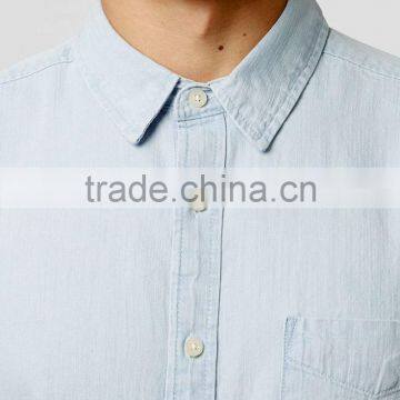 White Denim Short Sleeve Casual Shirt photo-2