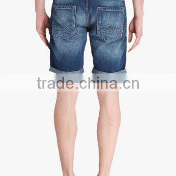 Navy Regular Rise Men's Distressed Denim Jean Fancy Shorts photo-3