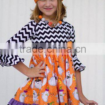 Girls Fall Boutique Dress Kids Halloween Ruffle 3/4 Sleeve Dress photo-2
