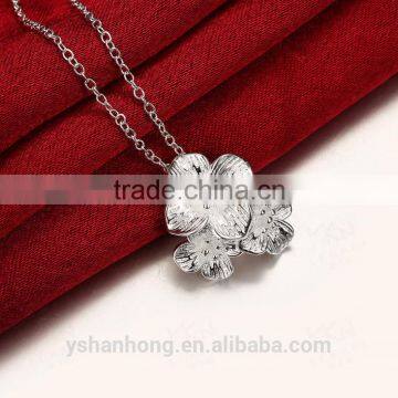 Fashion 925 Silver Flower Pendant Necklace photo-2