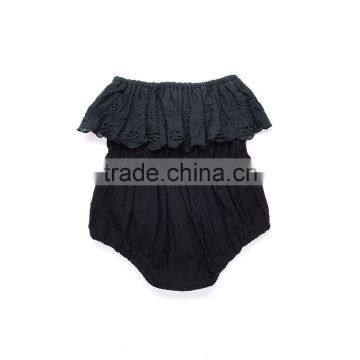 S33625W 2017 Newborn Baby Girl Black Lace Romper Jumpsuit Boat Neck Romper photo-4